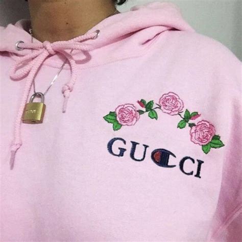 gucci champion hoodie with roses|gucci hoodie cost.